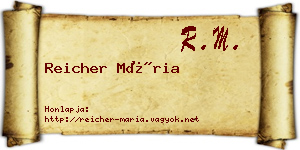 Reicher Mária névjegykártya
